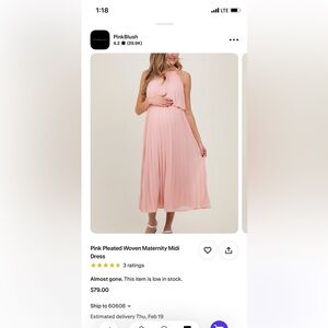 Pinkblush Soft Pink Maternity Midi Dress